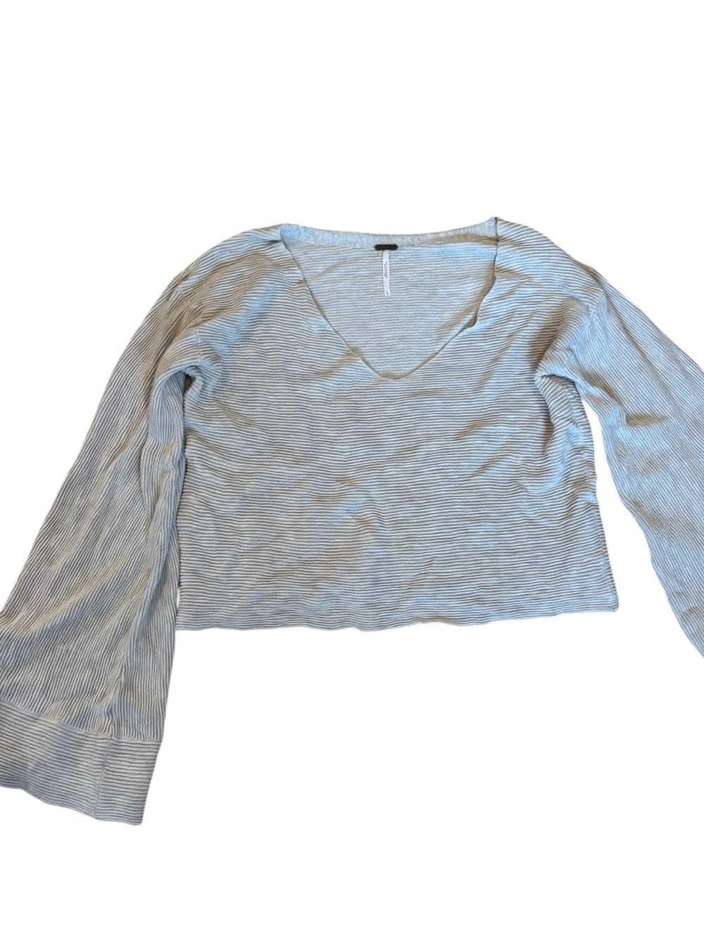 Free People Beige Textured Bell-sleeved Sweater